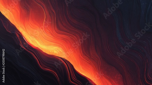 Flowing bright incandescent energy contrasts deeply against dark swirling matte textures