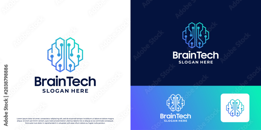 Fototapeta premium Artificial intelligence brain logo design