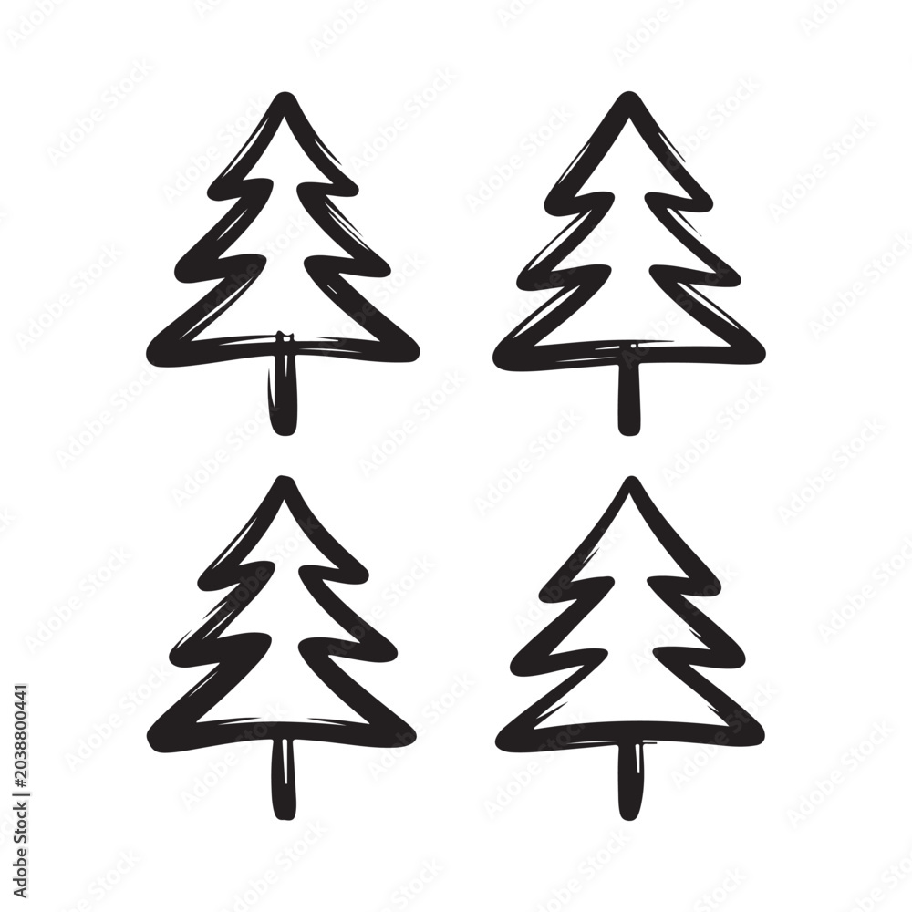 Obraz premium pine tree silhouettes on white background silhouette