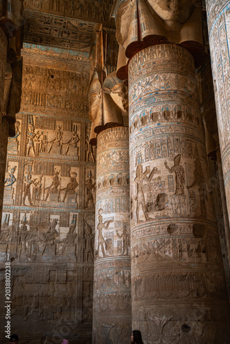 Obraz na płótnie Epic Dendera Hathor temple ancient interior vertical panorama