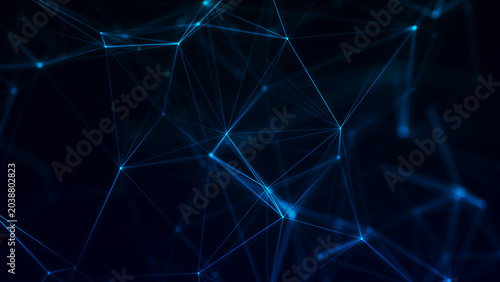 Foto An abstract digital network of glowing nodes and connecting lines