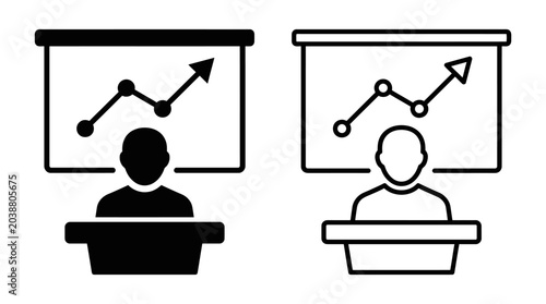 Photos Presenters at Podiums with Graphs