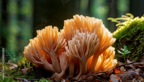 A Close Up Of A Ramaria Eumorpha Mushroom Coral Fungus Growing On The Forest Floor