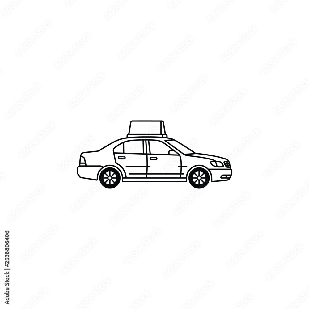 Fototapeta premium Taxi Car Line Icon Vector Illustration