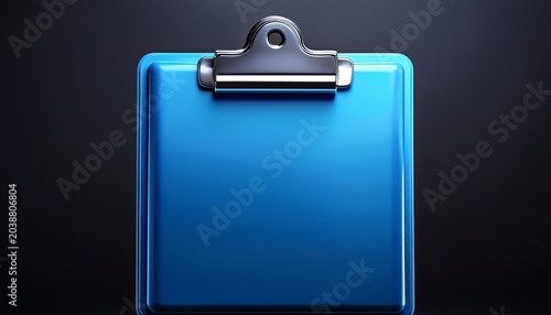 A Glossy Cartoon Style Blue Clipboard Rendered On A Black Background