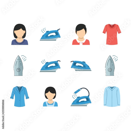 Woman ironing clothes at home daily.