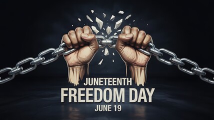 Juneteenth Freedom Day Celebration with Broken Chains and Raised Fists