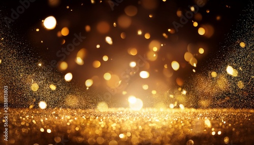 Magical Golden Christmas Glitter Glow Effect With Bright Sparkling Particles For Holiday Design