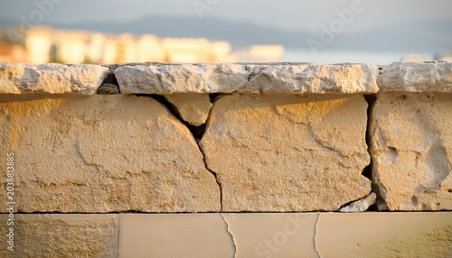 Crack In A Travertine Parapet