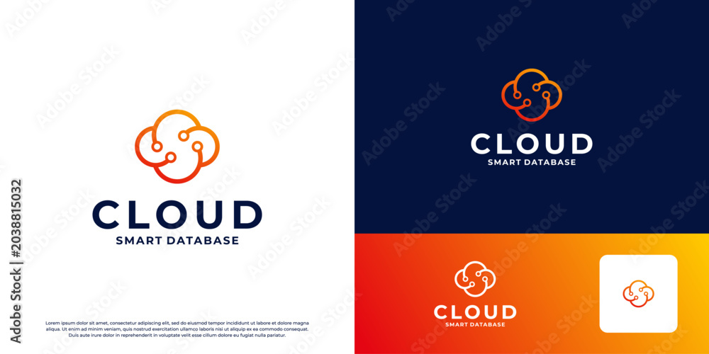Fototapeta premium Cloud solution logo design template