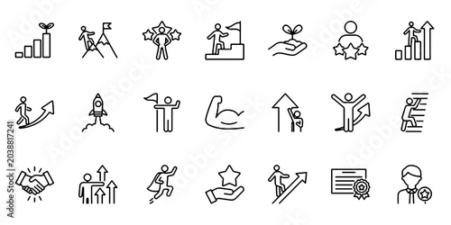 Canvastavla A set of line icons representing growth, development, and skill improvement