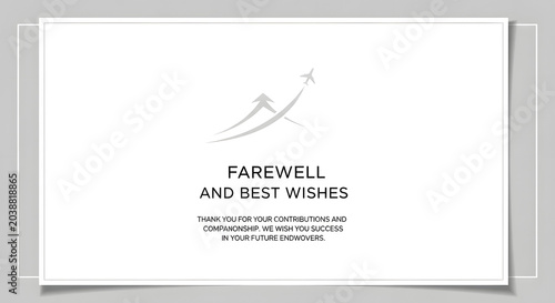 Farewell card with best wishes and a mountain landscape illustration