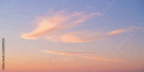 Bild auf Leinwand Delicate peach and pink clouds in a soft blue sky at dawn with sky background wi
