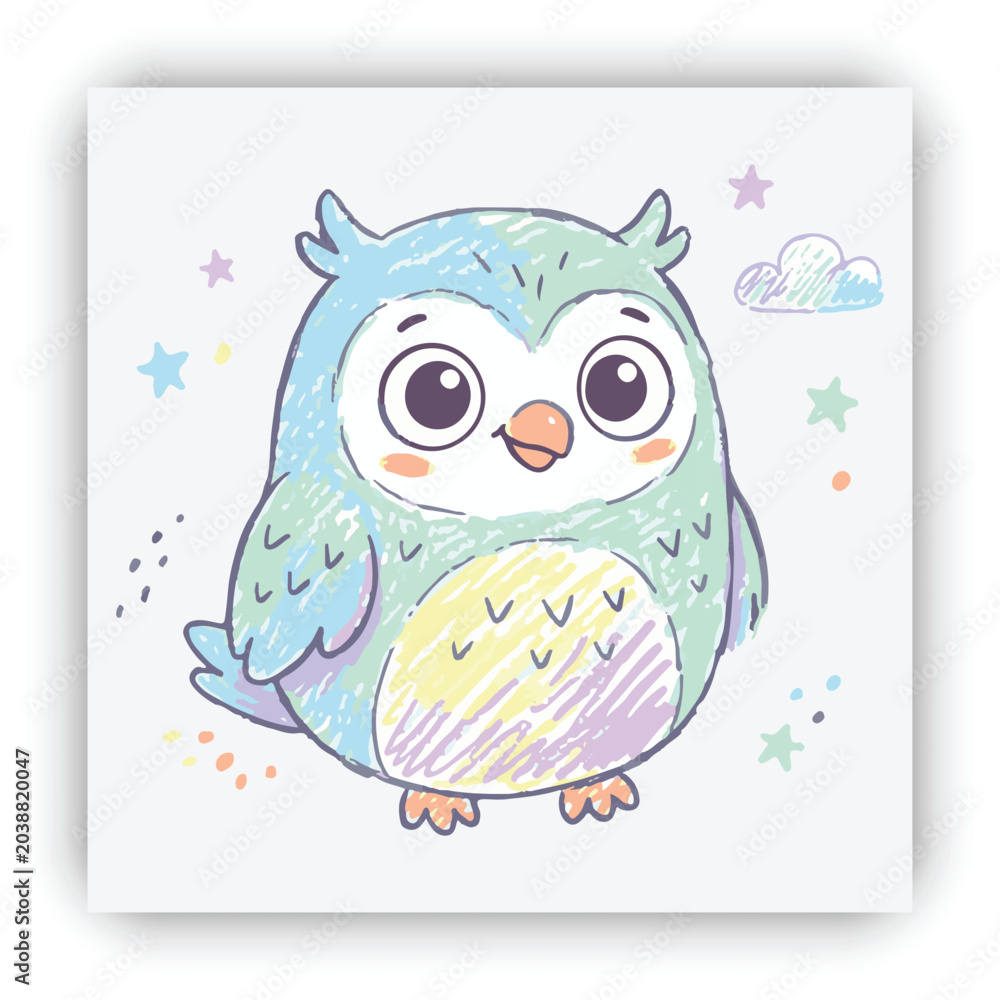 Fototapeta premium Option 1 (Cute & Simple): Little Owl on a Branch