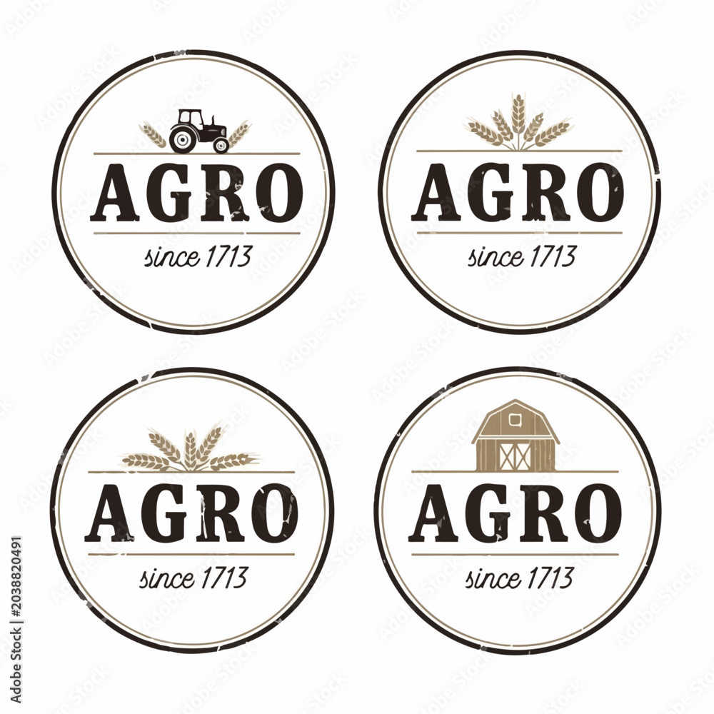 Obraz premium Natural Crop Production Retro Label Vector Collection