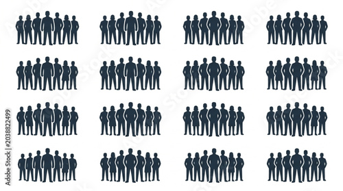 Photos Silhouettes of a group of people standing together in rows.