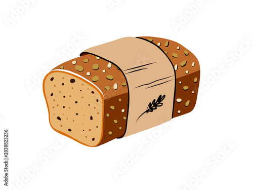 Bild auf Leinwand Cut multigrain or cereal bread loaf with seeds.