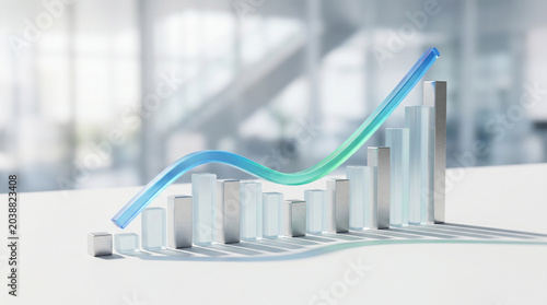Modern Clean Financial Growth Chart with Elegant Minimal Business Style on White Background
