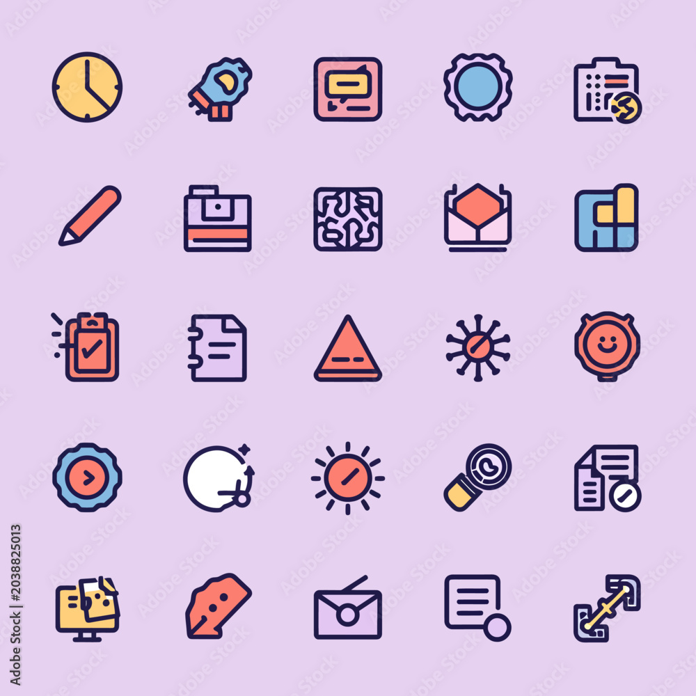 Fototapeta premium Collection of Colorful Icons Representing Various Concepts and Ideas.
