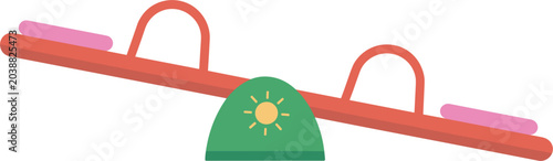 Photography Colorful kids playground seesaw vector illustration, outdoor balancing teeter to