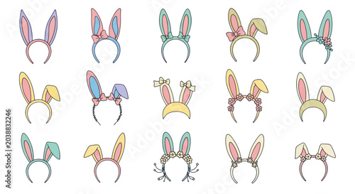 Foto Cute Bunny Ear Headbands Collection, Easter Accessories, Party Favors, Festive H