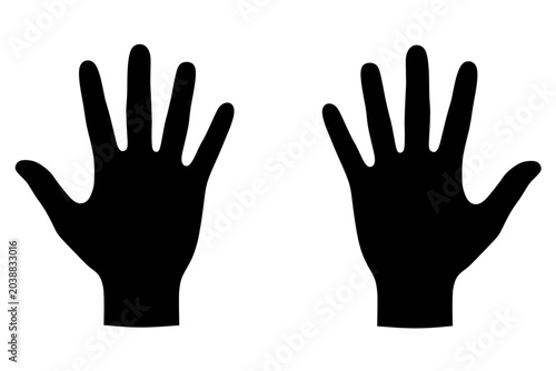 Open Hand Silhouette Isolated on White Background