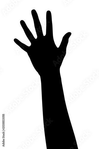Open Hand Silhouette Isolated on White Background