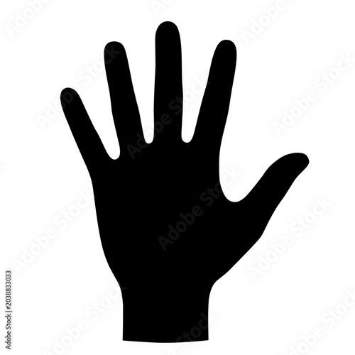 Open Hand Silhouette Isolated on White Background