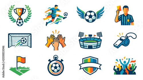 Fotografía Soccer Football Icons and Symbols Collection.