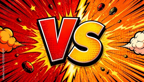 Versus Comic Style Background with Explosion and Halftone Dots