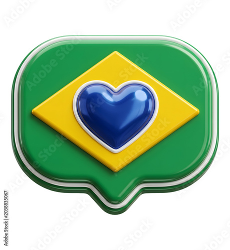 Botão Curtir com Bandeira do Brasil em 3D Copa do Mundo