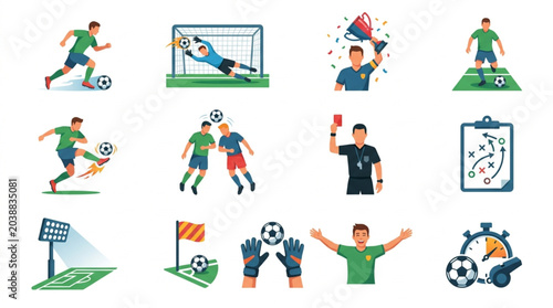 Konstfotografi Soccer Football Game Icons and Symbols Representing Various Aspects of the Sport