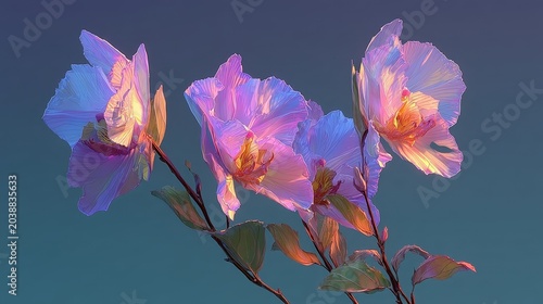 Glowing Delicate Flowers with Soft Petals in Twilight Light
