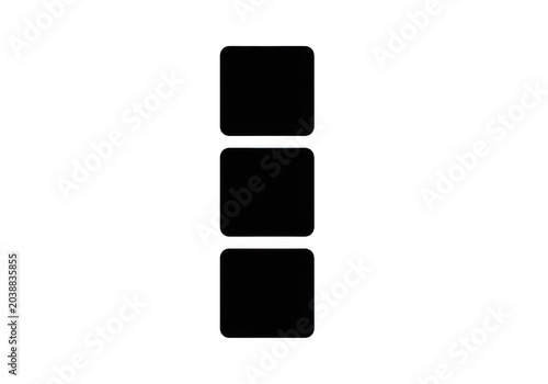 Foto Three black square icons stacked vertically isolated on transparent background