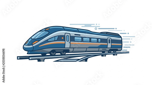 Schilderij op canvas Modern High Speed Train on Tracks.