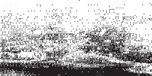 Abstract Halftone Pattern with Dotted Texture and Grayscale Tones.