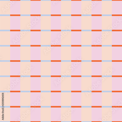 Bold colour block grid seamless pattern with contrasting narrow dividing lines. Multicolored squares and lines abstract texture. Cute color block tartan-like structure with a clean, modern feel