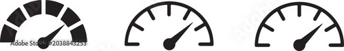 Speedometer icons set gauge indicators velocity measurement symbols and Speedometer Gauge Icon Set