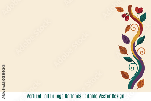 Vertical Fall Foliage Garlands Editable Vector Design