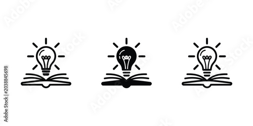 Fotografía Idea and education concept book with light bulb icon set for creativity learning