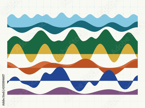 Schilderij op canvas Abstract Colorful Wave Chart Infographic with Multi-Layered Data Visualization a