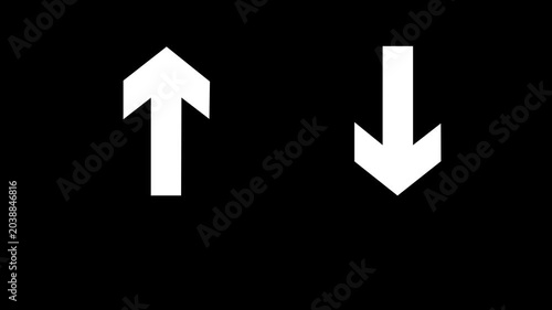 Arrow up and down icons. Low or high icon. Price, sale, rate or profit going up or down symbol with arrow sig black background motion animation 4k video...n with red and green colors. Vector