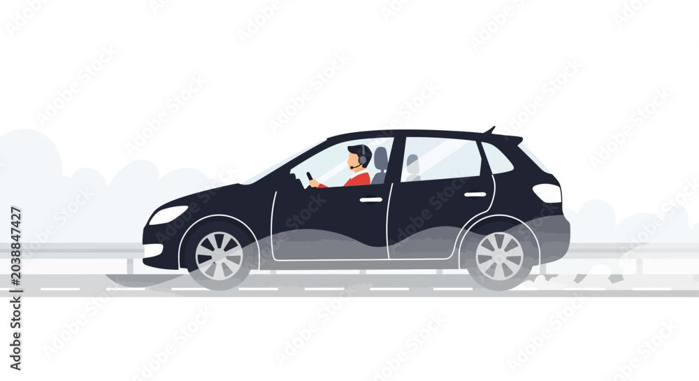 Fototapeta premium Black Car on the Road.