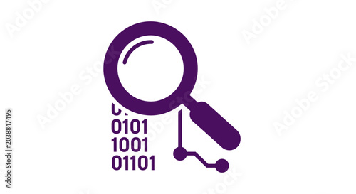 Purple Magnifying Glass Icon.