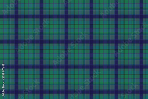 Seamless green and navy blue traditional scottish tartan plaid pattern background with checkered background scottish geometric wallpaper material backdrop