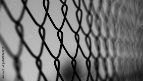 Photography Close up of a metallic chain link fence