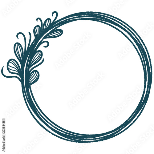 abstract floral line dark green frame