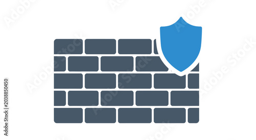 Blue shield on brick wall.