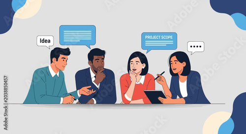 Business people discussing ideas together.