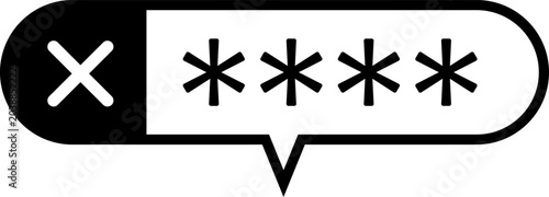 Security Authentication Error Vector Icon with Password and Cross Mark Symbol in Speech Bubble